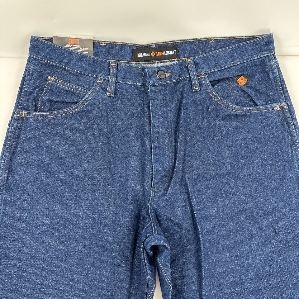 Wrangler Jeans Mens 36X34 FR31MWZ Blue Straight Fire Resistant Denim