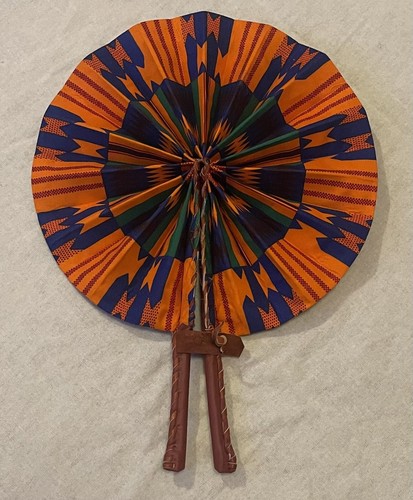 AFRICAN ANKARA PRINT MULTI COLOURS FOLDING HANDHELD PORTABLE FAN UK STOCK - Picture 8 of 12