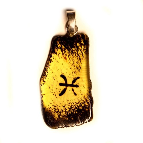 HONIGFARBE BALTISCHER BERNSTEIN AMULETT ANHÄNGER MIT STERNZEICHEN ST 925 - Bild 27 von 27