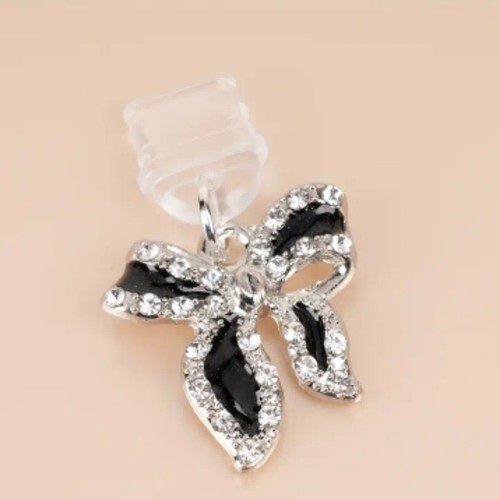 Black Bow Dust Plug Charm Suitable for Android / iPhone Type C USB Connector - 第 5/5 張圖片