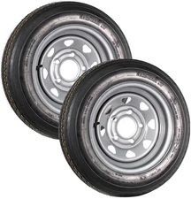 2-Pk 480-12 4.80-12 Trailer Tire Silver Spoke 5 Lug 4.5 Inch Center Wheel LRC