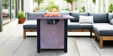 Rattan Fire Pit Table: 25"H, 50K BTU