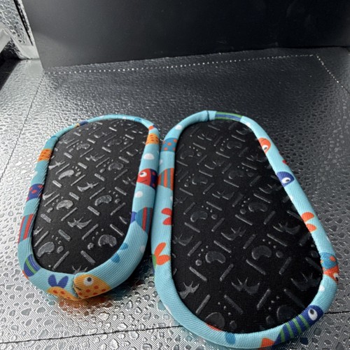 Slipper Fischmuster Babyschuhe blau rutschfest leicht atmungsaktiv XS - Bild 2 von 3