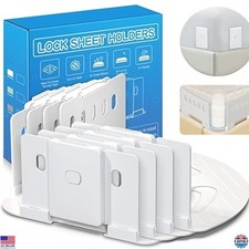 Bed Sheet Holders for Corners, Upgrade 4Pcs Fitted Sheet Holders with 8-Lock