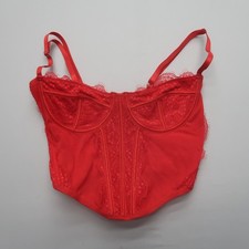 LA Hearts Corset Blouse Size Medium Red Crop Going Out Lace Tank Top