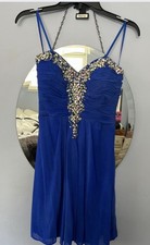 NWT Blondie Nites Blue Formal Prom Cocktail Dress Size 5 NWT Spaghetti Strap