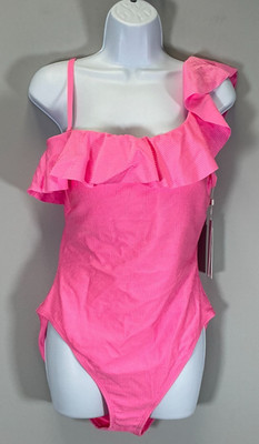 Lilly Pulitzer Caelum Ruffle Women's Size 16 Pink One Piece Swimsuit NWT