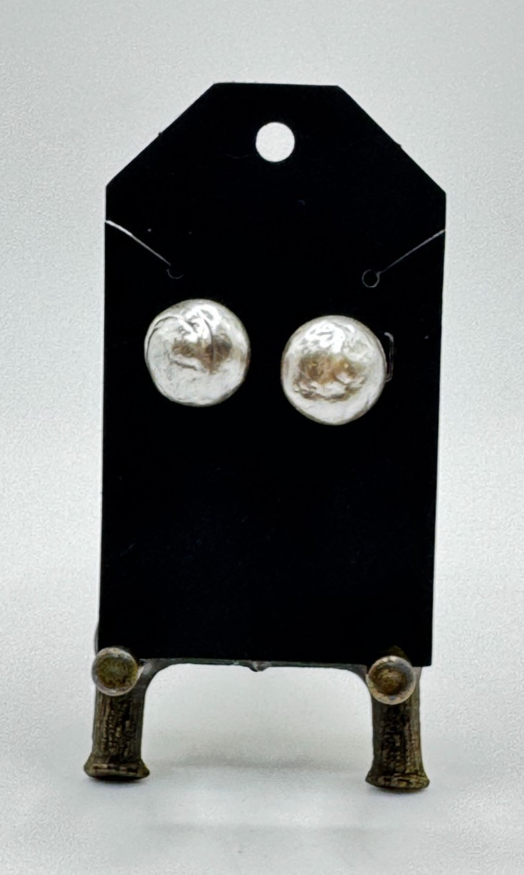 Vintage Baroque Freshwater Pearl Stud Earrings Sterling Silver Screw Back 1.5
