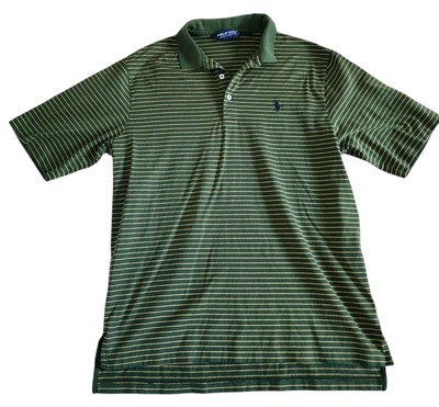 Polo Golf Ralph Lauren Mens Sz M Green Striped Golf Polo Shirt Ss 