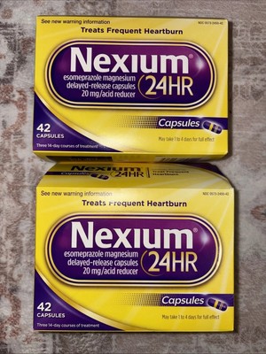 (2) Nexium 24HR Acid Reducer Capsules for Heartburn Relief - 56 Ct - EXP 28 