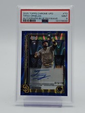 TIRSO ORNELAS 2025 TOPPS CHROME UPDATE BLUE RAYWAVE AUTO /150 PSA 9 Q1977