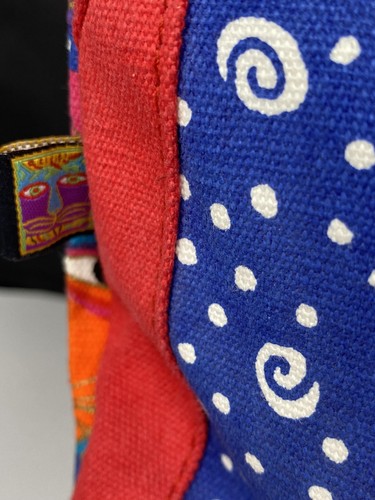 Laurel Burch Shoulder Bag Womens Large Blue Red Cat Art Embroidered Beaded Tote - Picture 5 of 14
