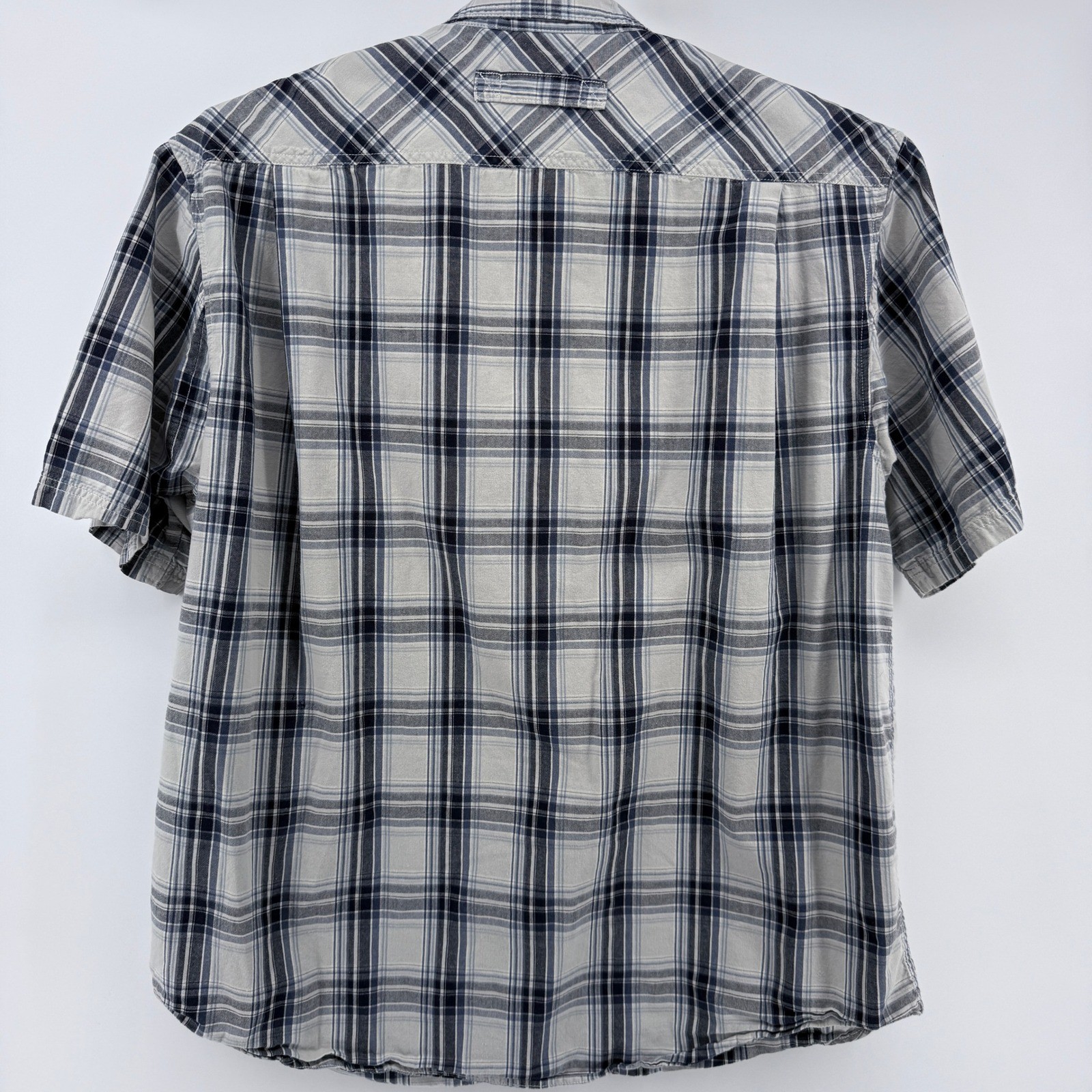 Duluth Trading Co Button Down Shirt Men 2XLT Blue White Plaid Cotton SS 51710 image 3