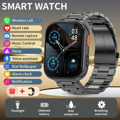 2026 Smartwatch Fitness Uhr Männer Frauen Gesundheit Sport Android IOS  1000 mAh
