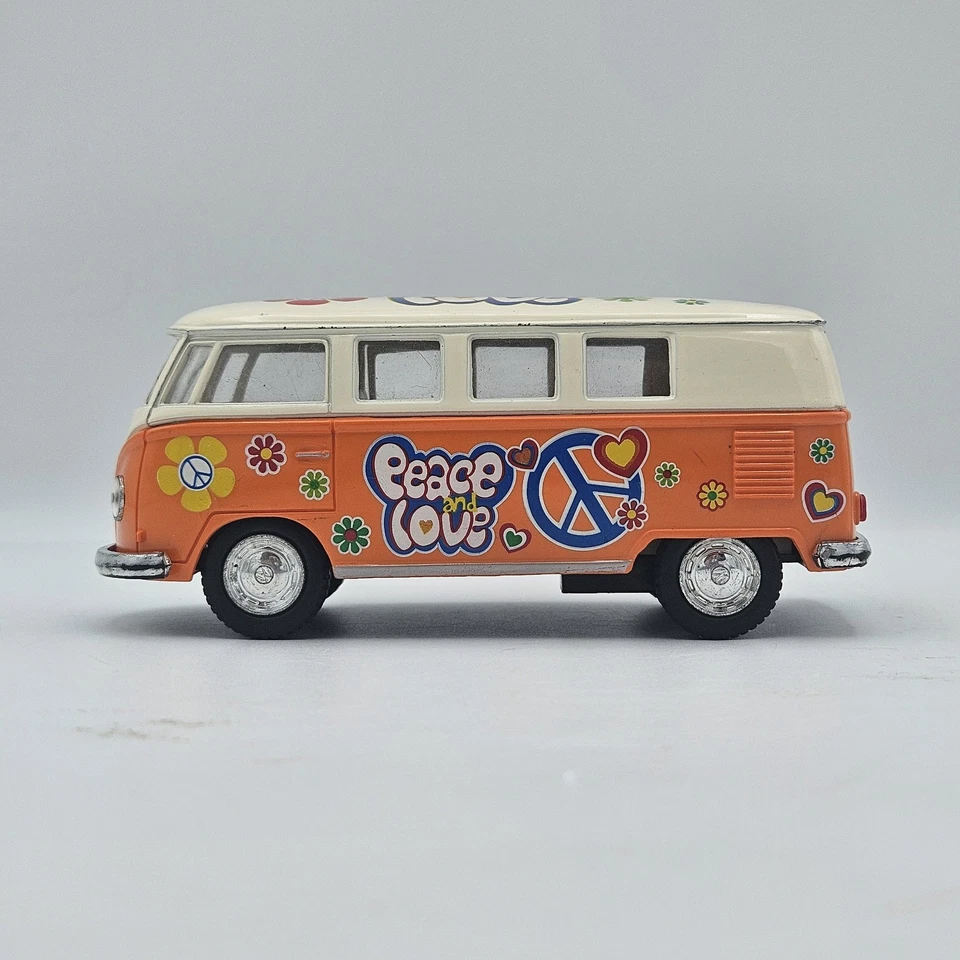 Autobús VW T1 (Tipo 2) "Paz y Amor" Escala 1/32 Diecast y Modelo de Plástico - Naranja Foto 3 de 4