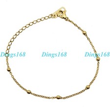 Genuine 18K Yellow Gold Filled Hypoallergenic 1 mm Thin Cable Chain Bracelet T5H