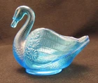 Vintage Fenton Ice Blue Iridescent Swan Dish #1