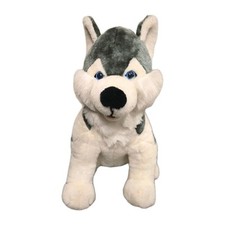 Vintage Siberian Husky Dog Plush Stuffed Animal Blue Eyes Brooklyn Doll Co. 17"