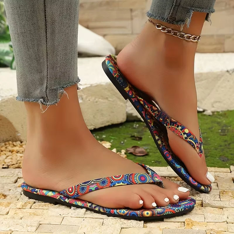 Chanclas para mujer bohemias con estampado floral zapatos EE. UU. talla 8 Foto 2 de 2