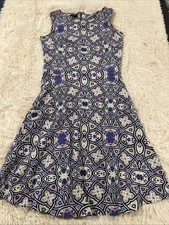 Talbots womens geo pattern damask dress P sleeveless sundress preppy