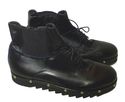 AGL Attilio Giusti Leombruni Studded Ankle Boots Black Size 6.5 Made In Italy