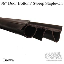 Staple-On Brown Door Bottom Sweep 36" 1-3/4" Thick 2 Bulb High Profile