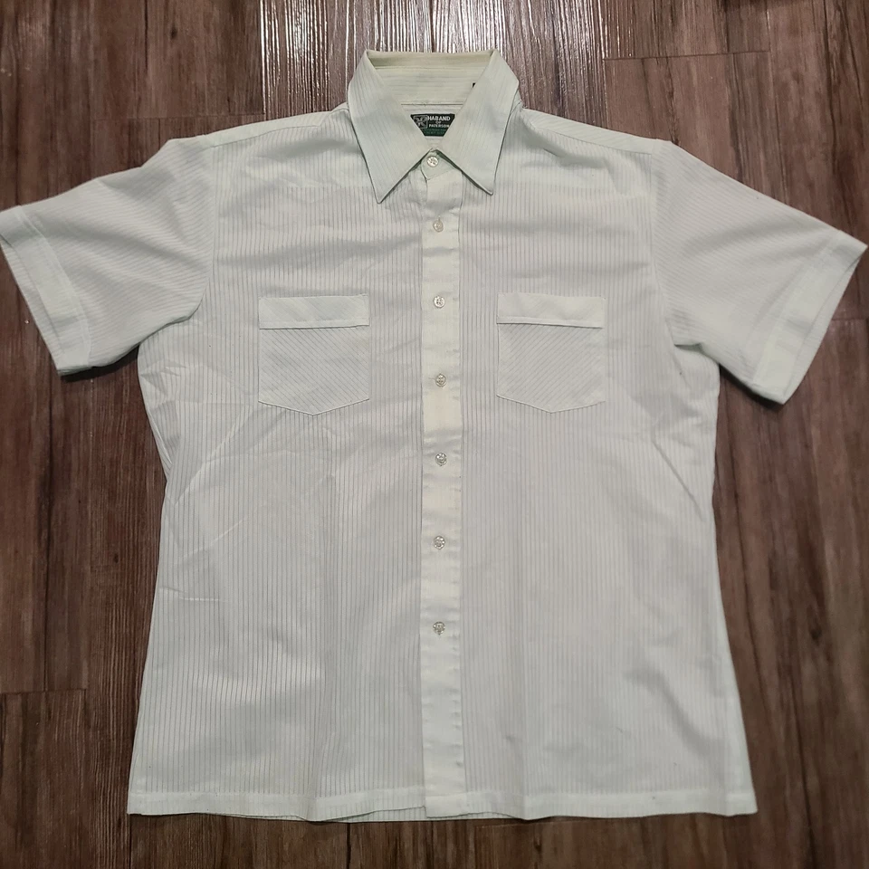 Camisa De Colección Años 80 Guayabera Haband of Paterson Tropical Cubana Abotonada Como Nueva Grn XL Foto 3 de 4