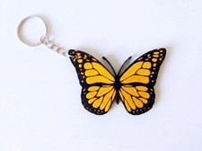 Yellow Monarch Butterfly Keychain Animal Keyring Backpack Charm Nature Lover Gif