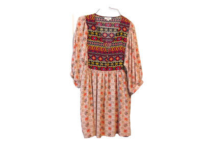 Umgee Boho-Peasant Style Mixed Floral Print Mini Dress Size Medium