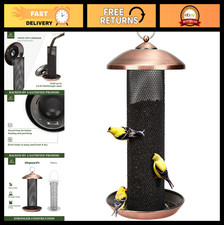Outdoor Hanging Finch Feeder - Metal Mesh Tube for Nyjer/Thistle Seed, 2.5 lbs C