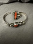 Vintage Native American Made Sterling Silver And Jasper Ring And Bracelet Set