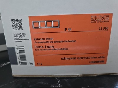 Jung LS984WWM Abdeckrahmen 4-fach Serie LS 990 schneeweiß matt,10 Stück 
