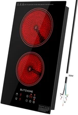 Electric Stove Top 2 Burner, 12inch Electric Cooktop, Built-in Ceramic Cookto...