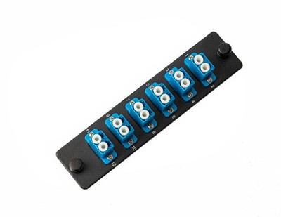 12Port LGX Compatible Fiber Patch Panel Numbered Preloaded Blue LC Duplex