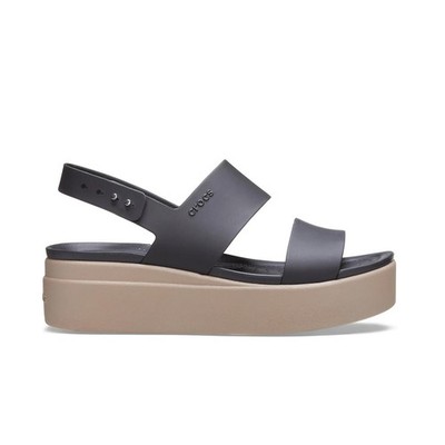 Crocs Women's Black/Mushroom Brooklyn Low Wedge Sandals 206453