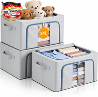 Hejo 3 StüCk 24L Kleidung Aufbewahrungsbox Mit Metallrahmen 24L | Faltbare Aufbe