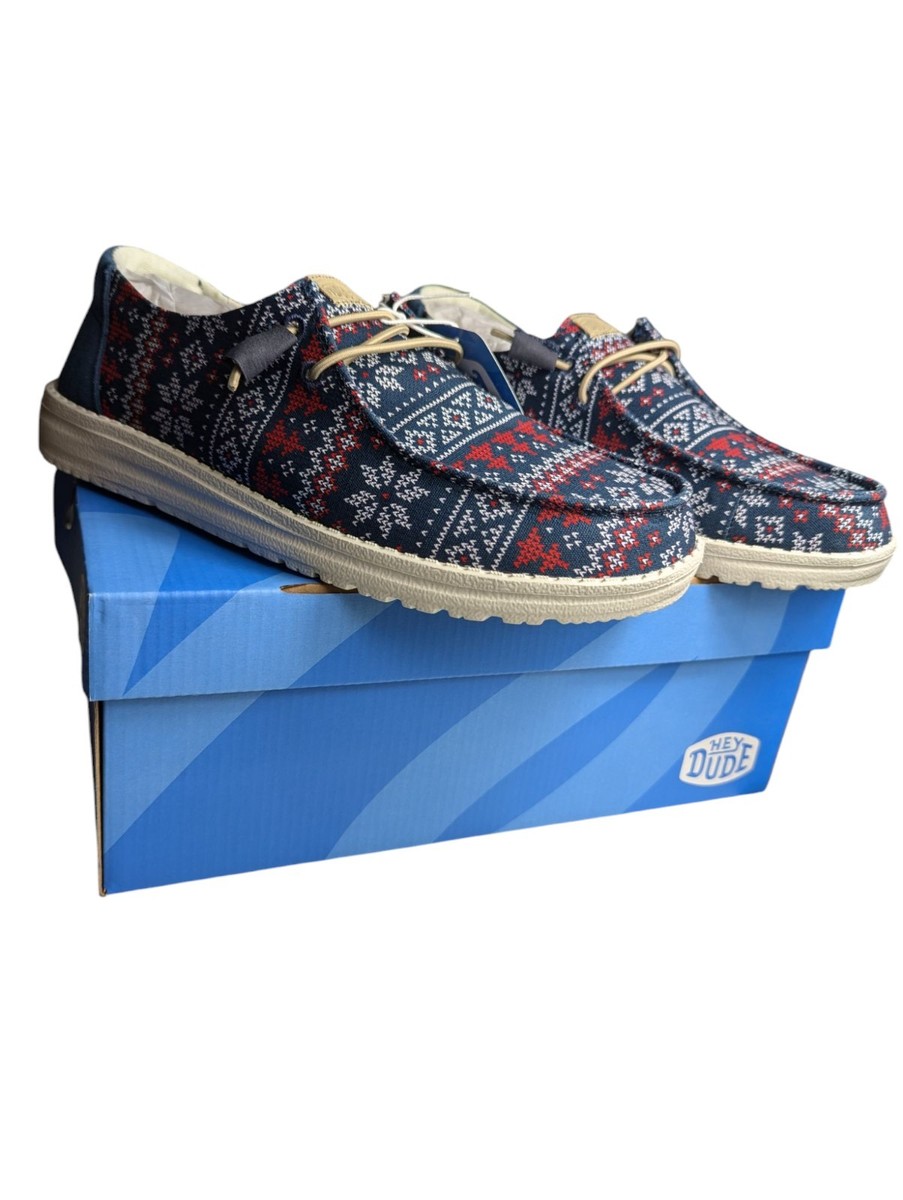 Hey Dude Wendy Winter Sweater Slip-On Shoes Womens Size Navy