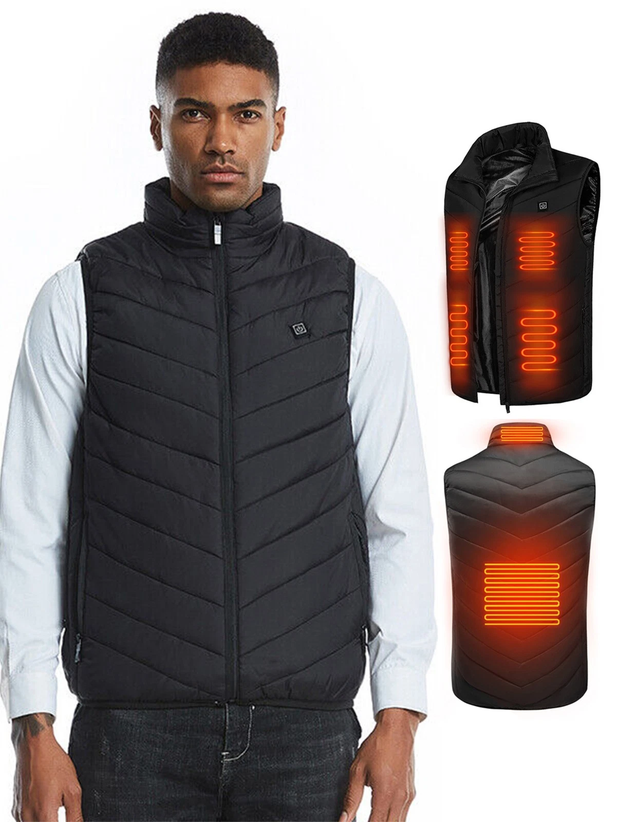 USB Heated Vest for Men Windproof Lightweight Polyester Winter Work Cycling Golf - product detail image 1