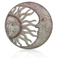 Outdoor Metal Wall Art 2D Sun and Moon Decor Hanging for Indoor Outdoor Patio