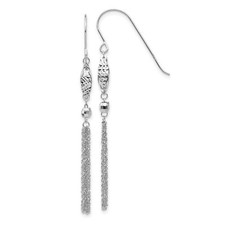 14k White Gold Bead and Chain Dangle Earrings