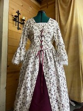 Colonial Williamsburg fabric 18th century polonaise set. bust sizes 50-58