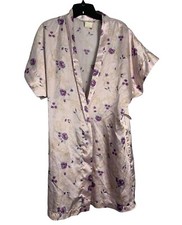 VTG Pink Satin Shiny Secret Treasures Midi Short Robe Womens Peignoir Medium