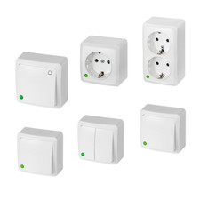Aufputz / Steckdose / Lichtschalter / Wechselschalter / Taster / weiß / kompakt