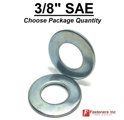 3/8 Zoll SAE flache Unterlegscheiben kohlenstoffarm Klasse 2 verzinkt (Packung Menge wählbar) 13/16 Zoll Außendurchmesser - Bild 2 von 3