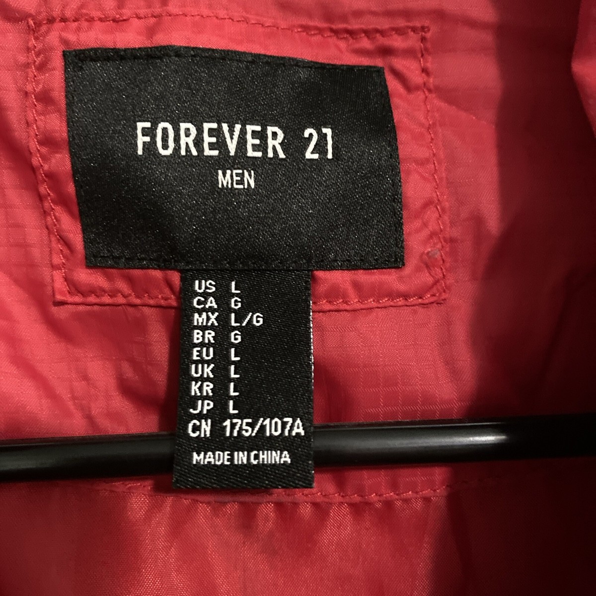 Forever 21 Men Jacket Large Red 100% Polyester Full Zip