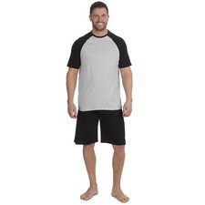 Mens Pyjamas PJ Set Short Sleeve Jersey Crew Neck Lounge Top Shorts Cotton Rich 