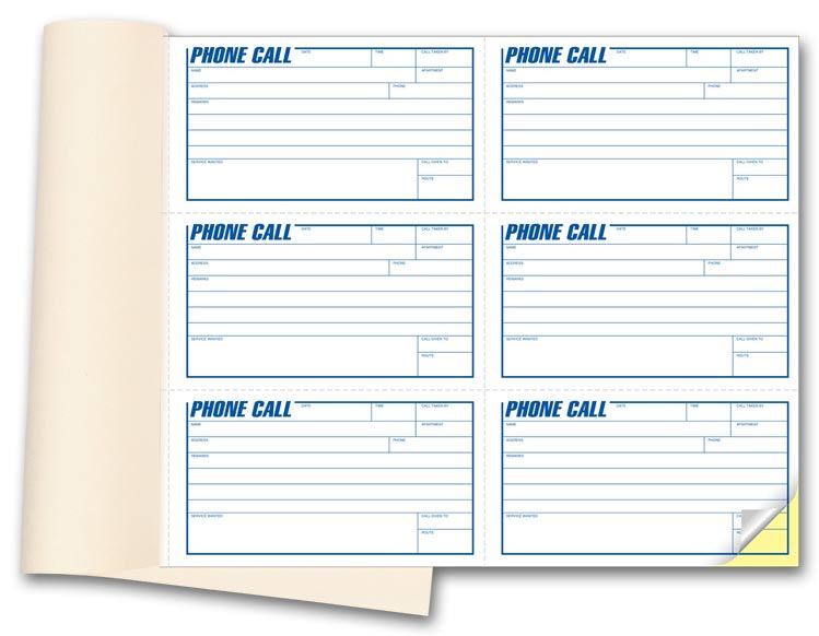 6 Phone Message Book with Carbons 11 x 8 1/2