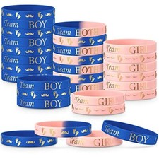 30PCS Gender Reveal Party Rubber Bracelets Boy or Girl Baby Shower Party Supply