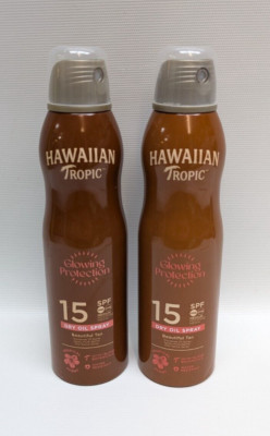 2 x Hawaiian Tropic Glowing Protection Trockenöl Dauerspray LSF15 - 177ml