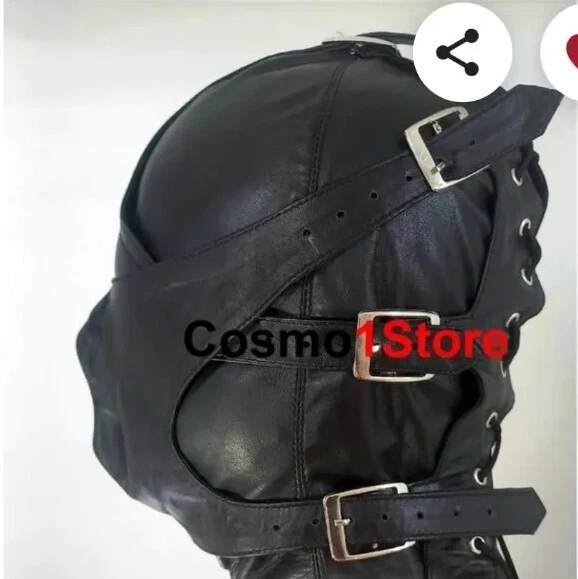 Máscara de cuero real capucha hocico venda para los ojos bondage Foto 4 de 4